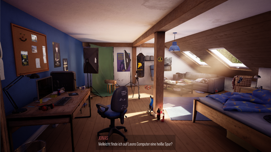 Abbildung 2: Blick in Leons Jugendzimmer, dem einzig begehbaren Raum im Spiel