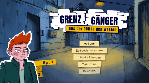 Man sieht das Hauptmenü des Spiels mit der Protagonistin der ersten Episode Assel und den Menüpunkten.