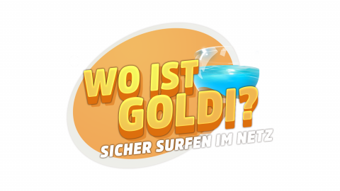 Schriftzug "Wo ist Goldi? Sicher surfen im Netz"