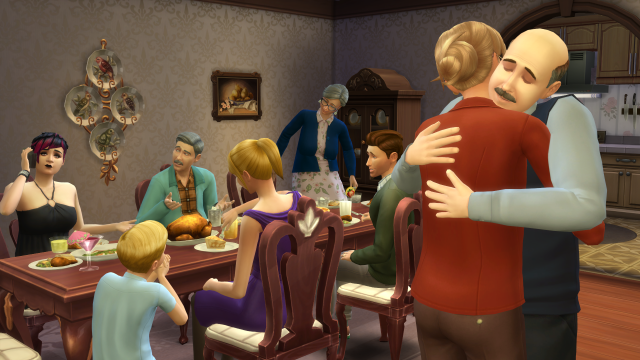 Simsgiving Thanksgiving oder andere Familienzusammenkunft in dem Spiel "Die Sims 4"