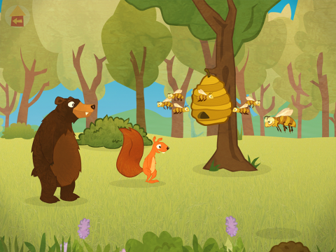 Squirrel und Bär sprechen mit den Bienen