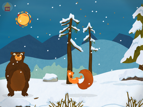 Squirrel und Bär im Schnee