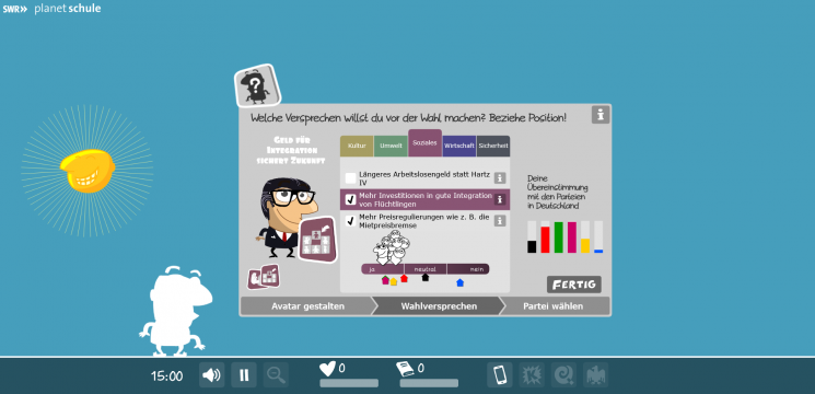 Screenshot aus dem Spiel 'Der Kanzlersimulator'