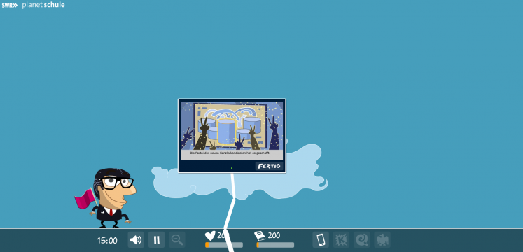 Screenshot aus dem Spiel 'Der Kanzlersimulator'