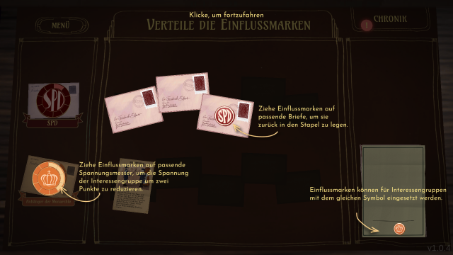 Tutorial zu Einflussmarken und Interessengruppen innerhalb des Spiels