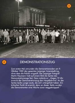 Historische Aufnahme des realen Demonstrationszugs des Leipziger Fotografen Martin Naumann