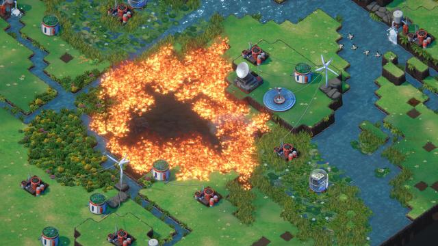 Ein Waldbrand ist ausgebrochen und verwüstet einen Großteil der zuvor wiederhergestellten Grünfläche.