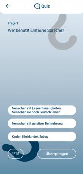 Beispielfrage uas einem Quiz über die Nutzer*innen von Einfacher Sprache