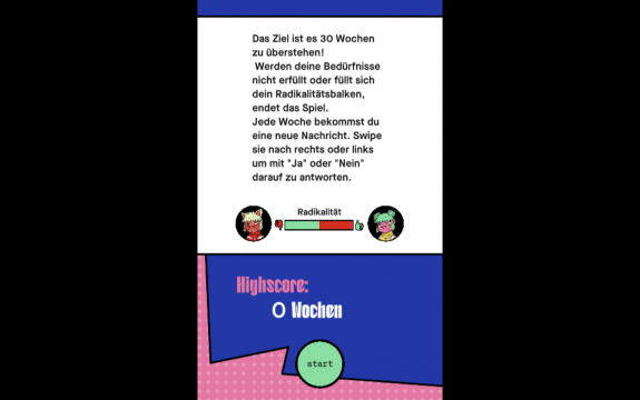 Startbildschirm des Games