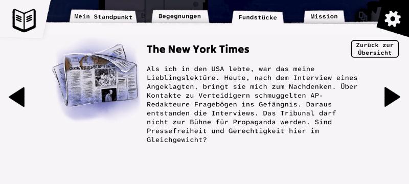 Man sieht ein Bild der New Yorkt Times und dazu die Gedanken der Hauptfigur Aline Chalufour.