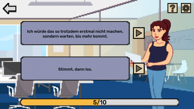 Screenshot von der Spielerentscheidung