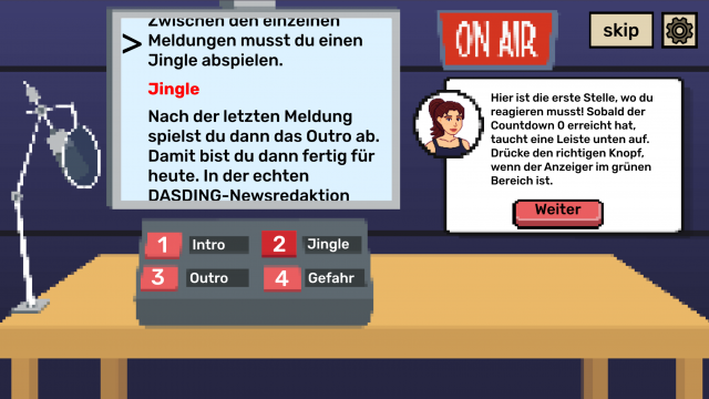 Screenshot vom Nachrichtenmacher das Studiospiel