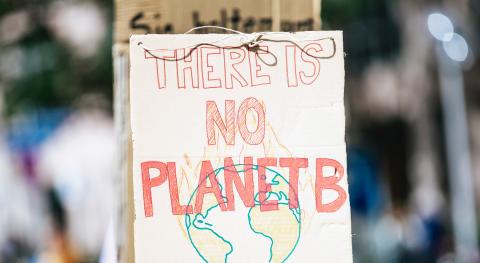 Plakat mit Aufschrift "there is no planet B"