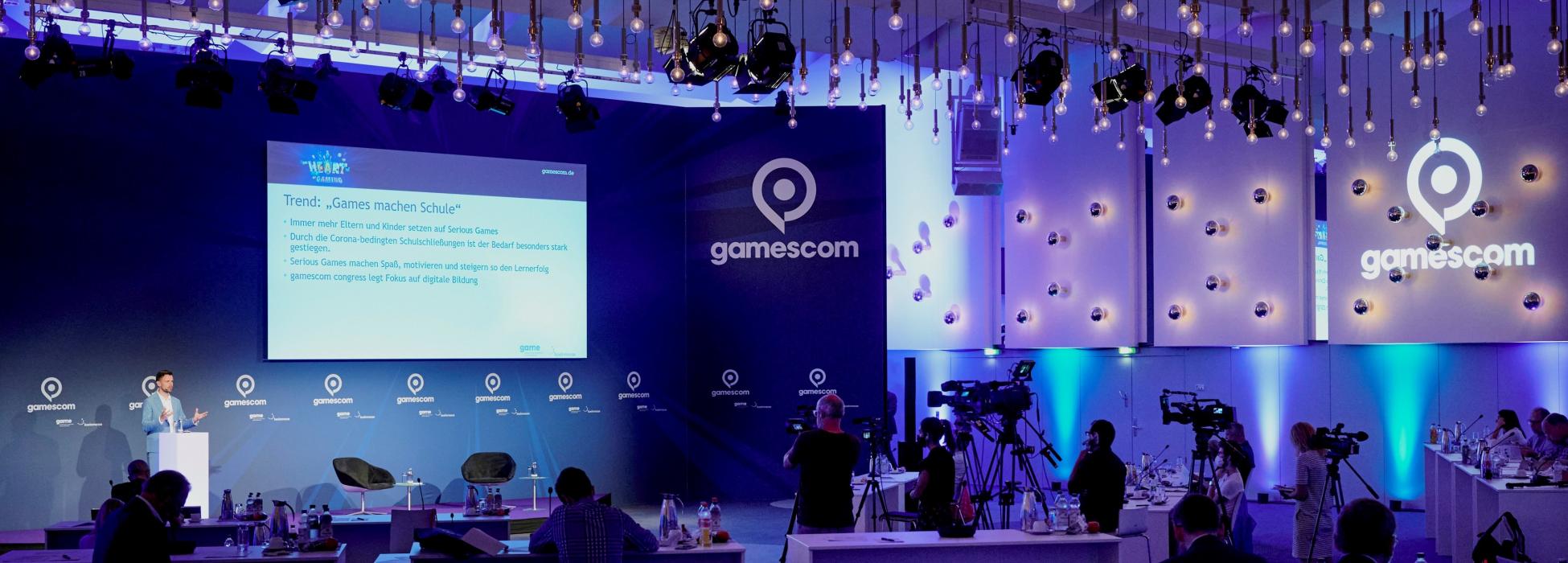 Foto eines Vortrags auf der GamesCom 2020