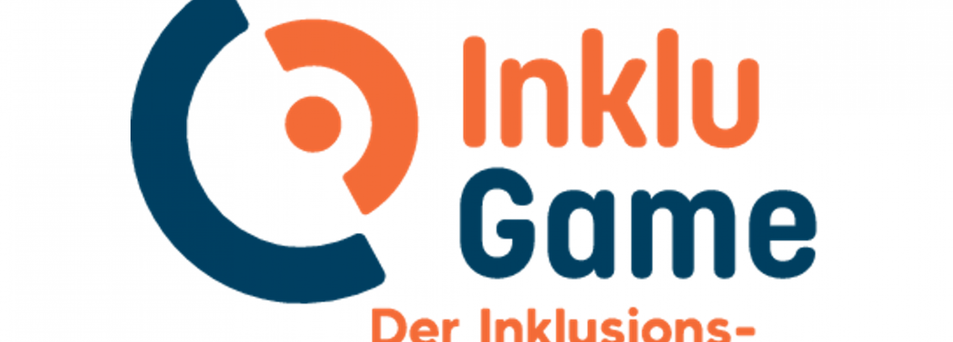 Inklu-Game Logo in orangener und dunkelblauer Schrift vor weißem Hintergrund