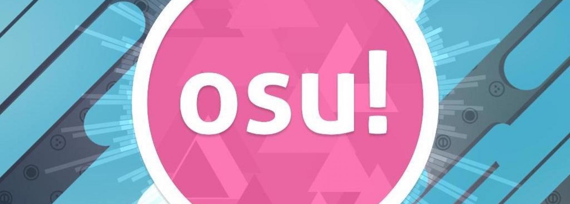 Weißer Schriftzug 'osu!' in einem pinken Kreis